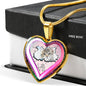 Cute Painted Cat Print Heart Charm Necklaces