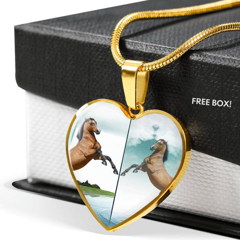 Lusitano Horse Print Heart Pendant Luxury Necklace