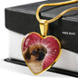 Tibetan Spaniel Print Heart Pendant Luxury Necklace