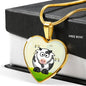 Cute Cow With Butterfly Print Heart Pendant Luxury Necklace