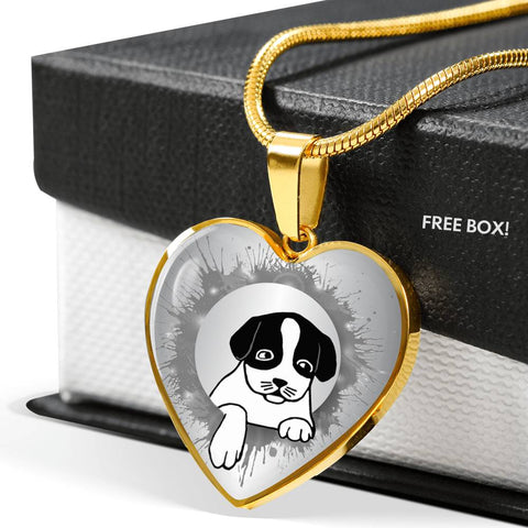 Cute Pet Art Print Heart Pendant Luxury Necklace