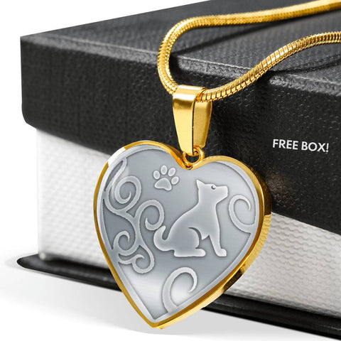 Cute Dog Print Heart Pendant Luxury Necklace