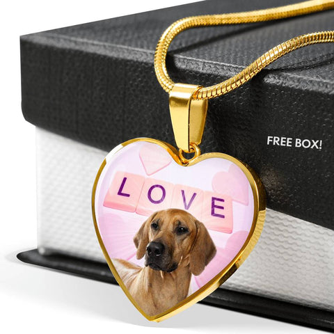 Cute Rhodesian Ridgeback Dog Print Heart Pendant Luxury Necklace