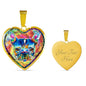 Colorful French Bulldog Print Heart Charm Necklaces