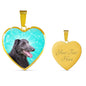 Scottish Deerhound Dog Print Heart Pendant Luxury Necklace