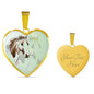American Paint Horse Watercolor Art Print Heart Charm Necklaces