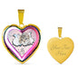 Cute Painted Cat Print Heart Charm Necklaces
