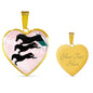 Horse Running Art Print Heart Charm Necklaces