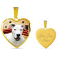 Dogo Argentino Print Heart Pendant Luxury Necklace