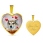 Norwegian Lundehund Print Heart Pendant Luxury Necklace