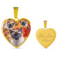 Siamese Cat Print Heart Pendant Luxury Necklace