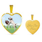 Playing Dog Print Heart Pendant Luxury Necklace