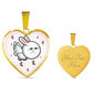 Flying Cat Print Heart Pendant Luxury Necklace