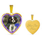 English Toy Spaniel Dog Print Heart Charm Necklaces