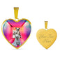 Chinese Crested Dog Print Heart Pendant Luxury Necklace