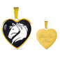 Friesian Horse Vector Art Print Heart Charm Necklaces