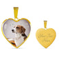 English Foxhound Print Heart Pendant Luxury Necklace