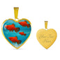 Southern platyfish Fish Print Heart Charm Necklaces
