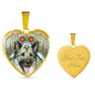 Norwegian Elkhound Dog Print Heart Pendant Luxury Necklace