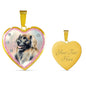 Leonberger Dog Art Print Heart Charm Necklaces