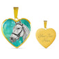 Andalusian Horse Watercolor Art Print Heart Charm Necklaces