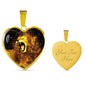 Roaring Lion Art Print Heart Charm Necklaces