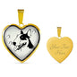 Bull Terrier Dog Art Print Heart Charm Necklaces
