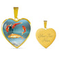 Goldfish Print Heart Charm Necklace