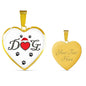 Dog With Paws Print Heart Pendant Luxury Necklace