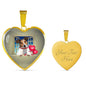 Cute Jack Russell Terrier On Window Print Heart Pendant Luxury Necklace