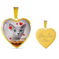 Russian Blue Print Heart Pendant Luxury Necklace