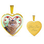 Somali Cat Print Heart Pendant Luxury Necklace