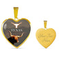 Texas Longhorn Cattle (Cow) Print Heart Pendant Luxury Necklace