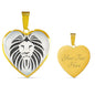 Lion Black&White Art Print Heart Charm Necklaces