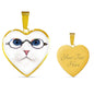 Cute Cat With Glasses Heart Pendant Luxury Necklace