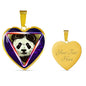 Cute Panda Art Print Heart Charm Necklaces