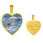 Cute Dolphin Print Heart Pendant Luxury Necklace