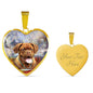 Dogue De Bordeaux Print Heart Pendant Luxury Necklace