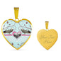 Cute African Grey Parrot Print Heart Pendant Luxury Necklace