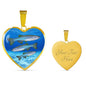 Slender danios Fish Print Heart Pendant Luxury Necklace