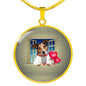 Cute Jack Russell Terrier On Window Print Circle Pendant Luxury Necklace