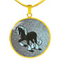 Clydesdale Horse Print Circle Pendant Luxury Necklace