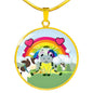 Cute Cow Print Circle Pendant Luxury Necklace