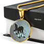Clydesdale Horse Print Circle Pendant Luxury Necklace