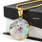 Poodle Dog Print Circle Pendant Luxury Necklace