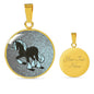 Clydesdale Horse Print Circle Pendant Luxury Necklace