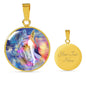 Friesian Horse Print Circle Pendant Luxury Necklace