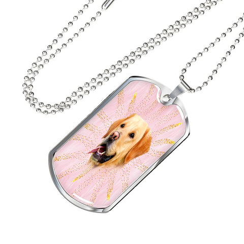 Labrador Retriever Print Dog Tag Pendant With Military Chain