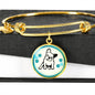 Cute French Bulldog Circle Pendent Luxury Bangle