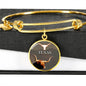 Texas Longhorn Cattle (Cow) Print Circle Pendant Luxury Bangle